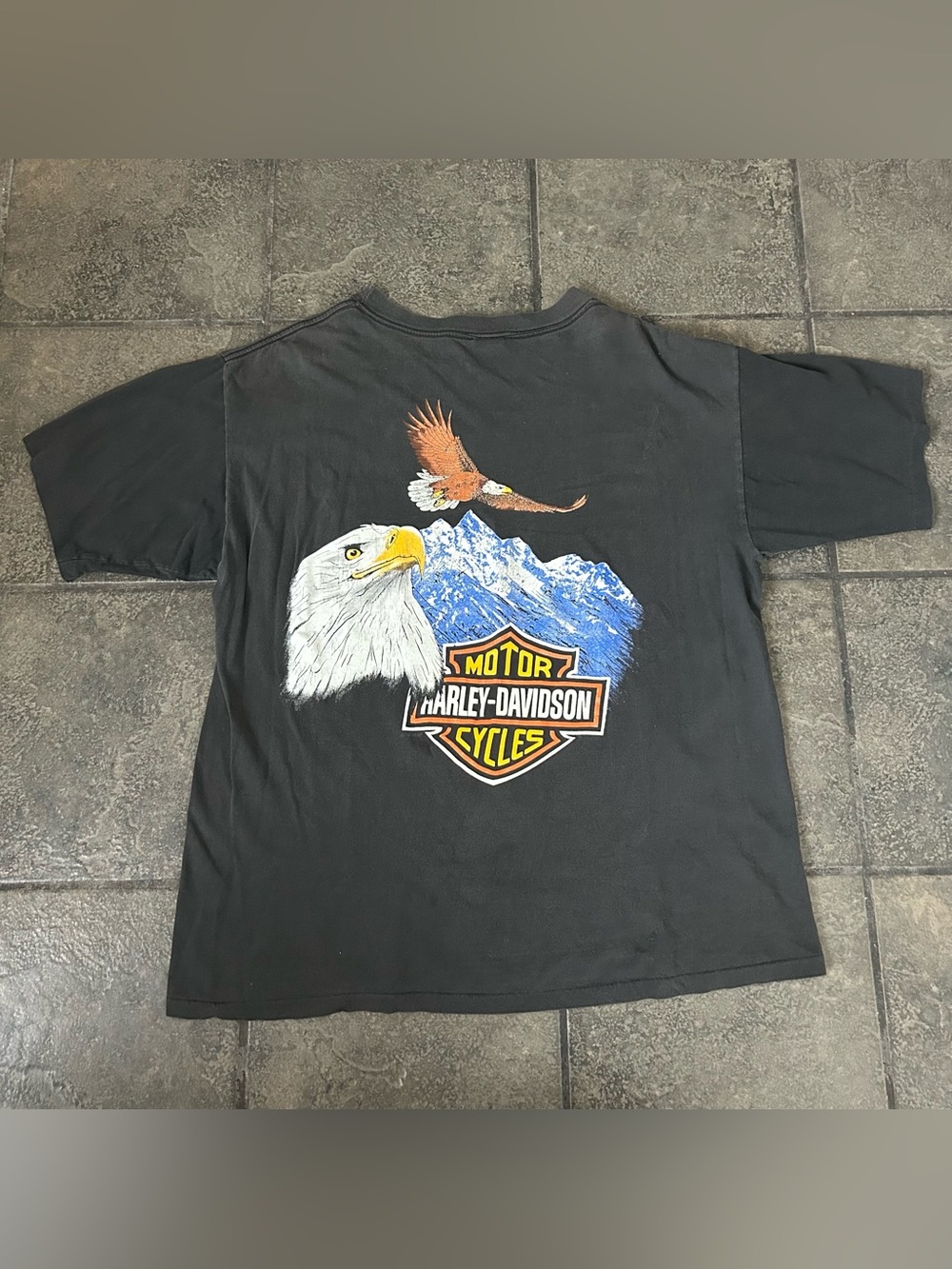 Vintage 90s Harley Davidson Eagle Shirt Size XL Single Stitch Faded